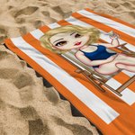 Personalisiertes Cartoon-Charakter Gestreiftes Strandtuch Schnell Trocknend Super Saugfähig Pink Weiß Mode Handtuch Strand Pool Party Urlaub Geschenk