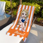Personalisiertes Cartoon-Charakter Gestreiftes Strandtuch Schnell Trocknend Super Saugfähig Pink Weiß Mode Handtuch Strand Pool Party Urlaub Geschenk