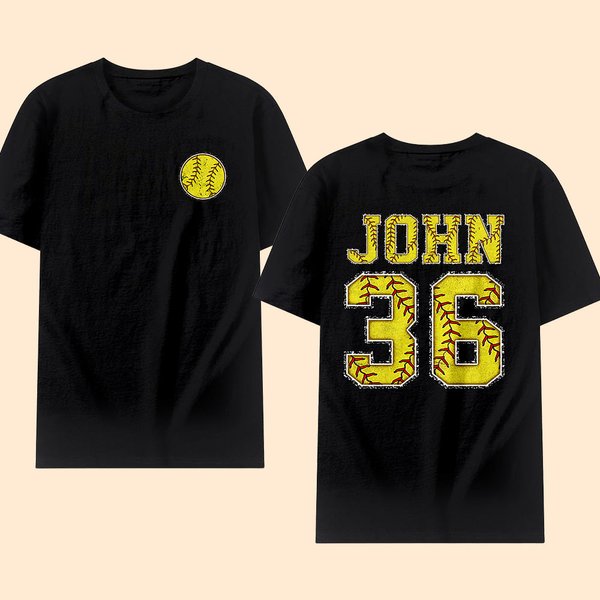 Camiseta personalizada de softball 100% algodón para niños y adultos con nombre y número Regalo de cumpleaños para los amantes del deporte del softbal