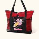 Personalised Pink Coquette Bow Pencil Design Tote Bag with Name Large Capacity Travel Accessory Teacher's Day Appreciation Gift for Teacher