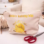 Personalised 100% Cotton Knitting Queen Crochet Sewing Accessory Bag with Name Birthday Crafting On-the-Go Gift for Sewing Lovers