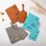 Personalized Airplane Heart Route Leather Passport Holder Luggage Tag Set with Name Travel Accessories Gift for Travel Lover