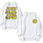 Personalisierte Softball Thema Kinder Erwachsene Sweatshirt mit Namen und Nummer Softball Spiel Geburtstagsgeschenk für Softball Sportliebhaber