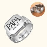 Personalized Engraved Monogramn Men's Locket Watchband Ring with Photo Memorial Birthday Father's Day Gift for Him
