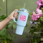 Personalisierte Multicolor Schatten Monogramm große Kapazität 40oz Name Tumbler mit Griff Deckel und Stroh Geburtstag Party Sport Geschenk für sie