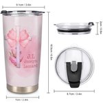 Gepersonaliseerde Roze Coquette Strik Kruis 20oz Naam Tumbler met Rietje en Borstel Verjaardagscadeau voor haar