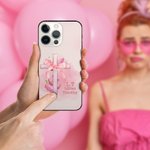 Personalisierte rosa Coquette Fliege Kreuz Telefon Fall für iPhone mit Namen und Initialen Geburtstag Geschenk für sie