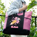 Personalised Pink Coquette Bow Pencil Design Tote Bag with Name Large Capacity Travel Accessory Teacher's Day Appreciation Gift for Teacher