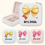 Personalized Coquette Bow Pencil Leather Jewellery Box with Name Portable Teacher Appreciation Back to School Gift for Teachers