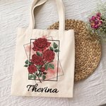 Personalisierte Aquarell Geburt Blumenstrauß Canvas Tragetasche mit Namen Muttertag Geburtstag Geschenk für Frauen