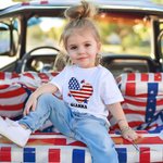 Personalisierte 100% Baumwolle amerikanische Flagge Herz T-shirt Baby Onesie mit Namen Unabhängigkeitstag für Familie Freund