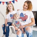 Personalisierte 100% Baumwolle amerikanische Flagge Herz T-shirt Baby Onesie mit Namen Unabhängigkeitstag für Familie Freund