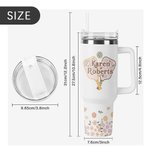 Personalisierte Retro Blume Pickleball Paddles 40oz Name Becher mit Strohhalm und Griff Geburtstag Graduierung Geschenk für Sportliebhaber