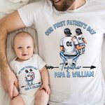 T-shirt Onesie Bébé 100% Coton Personnalisé avec Nom Motif Papa Bébé Cadeau Fête des Pères pour Nouveau Papa Bébé