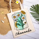 Personalisierte Aquarell Geburt Blumenstrauß Canvas Tragetasche mit Namen Muttertag Geburtstag Geschenk für Frauen