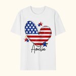 Personalisierte 100% Baumwolle amerikanische Flagge Herz T-shirt Baby Onesie mit Namen Unabhängigkeitstag für Familie Freund