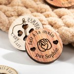 Boutons en Bois Faits à la Main Personnalisés avec Nom Lot de 10 Accessoires de Vêtements Cadeau pour Mère Grand-Mère Amateur de Tricot