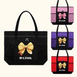 Personalized Pencil Coquette Bow Large Capacity Tote Bag with Name Teacher's Day Appreciation Gift for Teacher