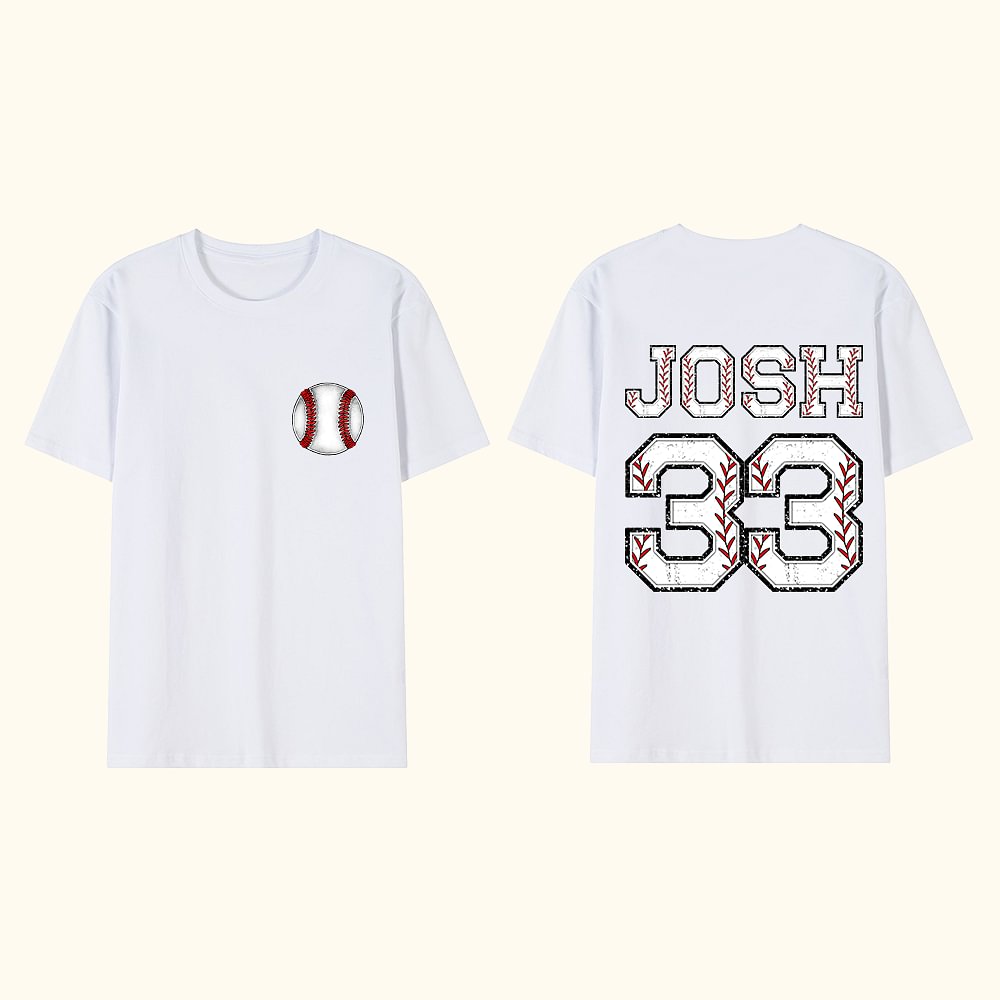 T-Shirt Enfant Adulte Personnalisé avec Nom et Numéro Cadeau Anniversaire pour Amoureux de Baseball