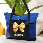 Personalized Pencil Coquette Bow Large Capacity Tote Bag with Name Teacher's Day Appreciation Gift for Teacher