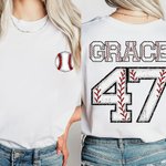T-Shirt Enfant Adulte Personnalisé avec Nom et Numéro Cadeau Anniversaire pour Amoureux de Baseball