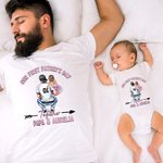 T-shirt Onesie Bébé 100% Coton Personnalisé avec Nom Motif Papa Bébé Cadeau Fête des Pères pour Nouveau Papa Bébé