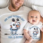 T-shirt Onesie Bébé 100% Coton Personnalisé avec Nom Motif Papa Bébé Cadeau Fête des Pères pour Nouveau Papa Bébé
