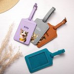 Personalisierte Niedliche Haustier Ölmalerei-Foto PU-Leder Reisepasshülle Gepäckanhänger mit Namen Reisezubehör Geburtstag Geschenk für Tierliebhaber
