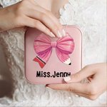 Personalized Coquette Bow Pencil Leather Jewellery Box with Name Portable Teacher Appreciation Back to School Gift for Teachers