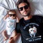 T-shirt Onesie Bébé 100% Coton Personnalisé avec Nom Motif Papa Bébé Cadeau Fête des Pères pour Nouveau Papa Bébé