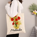 Personalisierte Aquarell Geburt Blumenstrauß Canvas Tragetasche mit Namen Muttertag Geburtstag Geschenk für Frauen