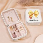 Personalized Coquette Bow Pencil Leather Jewellery Box with Name Portable Teacher Appreciation Back to School Gift for Teachers
