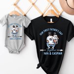 T-shirt Onesie Bébé 100% Coton Personnalisé avec Nom Motif Papa Bébé Cadeau Fête des Pères pour Nouveau Papa Bébé