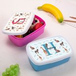 Personalized Jungle Animals Cute Giraffe Zebra Tiger Food Grade Lunch Box with Initial and Name Daily Use Back to School Gift for Boys Girls
