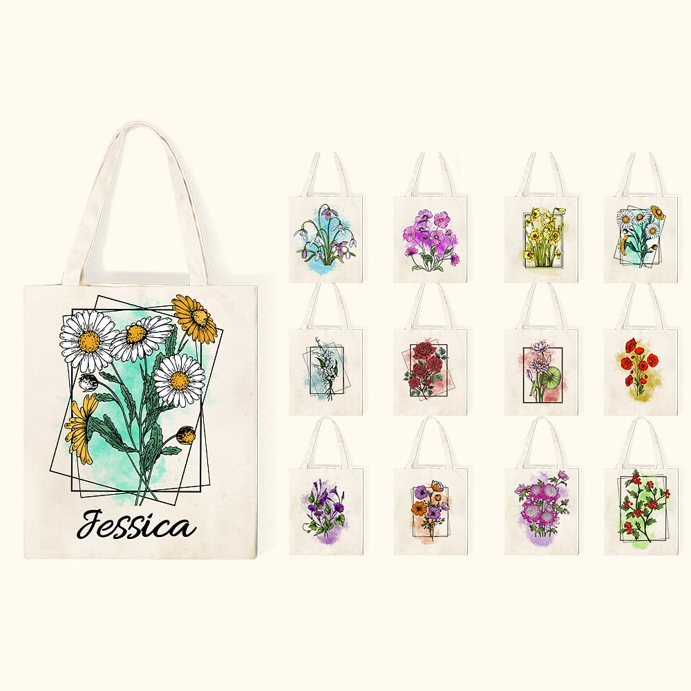 Sac à main en toile avec nom pour la fête des mères Cadeau d'anniversaire pour les femmes