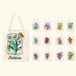 Personalisierte Aquarell Geburt Blumenstrauß Canvas Tragetasche mit Namen Muttertag Geburtstag Geschenk für Frauen