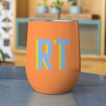 Personalised Multi-color Shadow Monogram 12oz Wine Tumbler with Straw Birthday Graduation Gift for Sports Lover