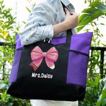 Personalized Pencil Coquette Bow Large Capacity Tote Bag with Name Teacher's Day Appreciation Gift for Teacher