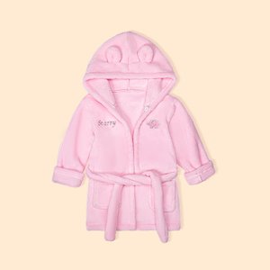 Peignoir Bébé en Polaire Personnalisés avec Nom Brodé Vêtements de Nuit Oreilles d'Ours Linge Bon pour la Peau Cadeau pour Nouveau-Né Nouvelle Maman
