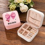 Personalized Coquette Bow Pencil Leather Jewellery Box with Name Portable Teacher Appreciation Back to School Gift for Teachers