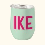 Personalised Multi-color Shadow Monogram 12oz Wine Tumbler with Straw Birthday Graduation Gift for Sports Lover