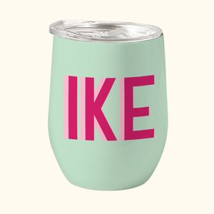 Personalised Multi-colour Shadow Monogram 12oz Wine Tumbler with Straw Birthday Graduation Gift for Sports Lover