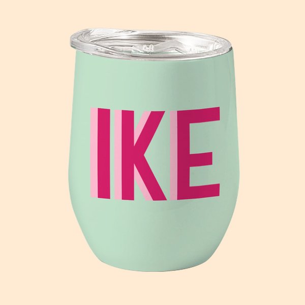 Vaso de Vino con Pajita Multicolor Personalizado con Monograma en Sombra 12oz Regalo de Graduación de Cumpleaños para Amante de los Deportes