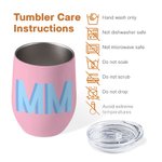 Personalised Multi-color Shadow Monogram 12oz Wine Tumbler with Straw Birthday Graduation Gift for Sports Lover