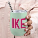 Personalised Multi-color Shadow Monogram 12oz Wine Tumbler with Straw Birthday Graduation Gift for Sports Lover