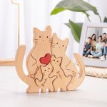 Personalized Wooden Cute Love Hug Cat Family Puzzle with 2-7 Engraved Names Desk Decoration Birthday Anniversary Gift for Family Couple
