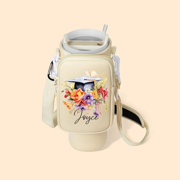 Ramo de flores personalizado Nombre de la tapa de graduación Botella de agua Bolsa para 40oz Stanley Vaso Regalo de graduación para graduados