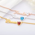 Henkilökohtainen Minimalismi Sydän Birthstone nimi kaulakoru Syntymäpäivä Vuosipäivä lahja naisille