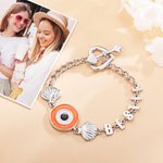 Personalisierte Evil Eye Sterling Silber Name Armband mit Herz und Shell Charme Geburtstag Jahrestag Freundschaft Geschenk für den besten Freund