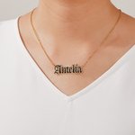 Personalised Colorful Minimalist Gothic Style Old English Necklace Birthday Anniversary Gift for Couple Friend
